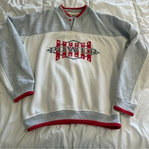 Vintage Wilson Power Sports Men's Gray and White Sweater
